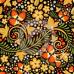 Festive khokhloma seamless pattern