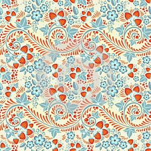 Festive khokhloma seamless pattern