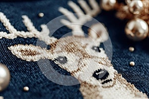 Festive knitted sweater pattern Christmas flat lay