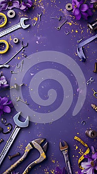 A festive Labor Day background showcasing work tools and symbolizing appreciation for the workforce. photo