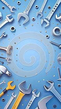 A festive Labor Day background showcasing work tools and symbolizing appreciation for the workforce. photo