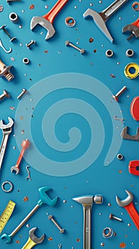 A festive Labor Day background showcasing work tools and symbolizing appreciation for the workforce. photo