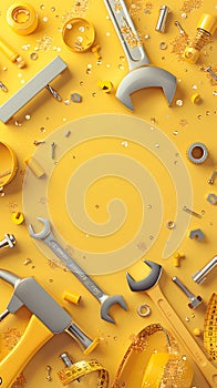 A festive Labor Day background showcasing work tools and symbolizing appreciation for the workforce. photo