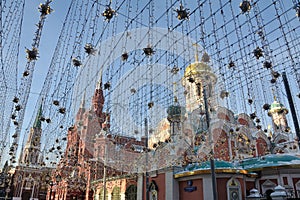 Festive Lights Over Nikolskaya Street