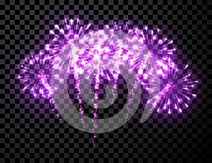 Festive lilac firework background.