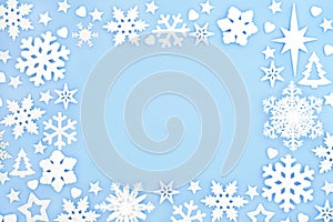 Festive Magical Snowflake and Star Christmas Blue Background