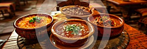 festive Mexican fiesta table adorned with dishes like pozole, mole, and chiles en nogada.