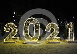 Festive New Year illumination 2021 sign