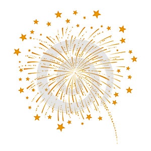 Festive new year`s Golden fireworks isolated on a white background Vector illustration