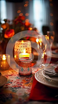 Festive New Years Eve Table Setting with Party Favors