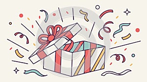 Festive Open Gift Box with Exploding Confetti, vector design Generative AI