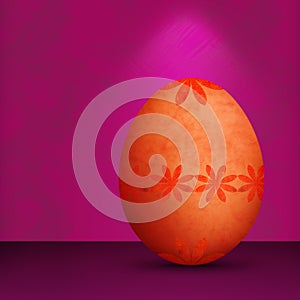 Festive Orange Easter Egg Retro Flower Pattern