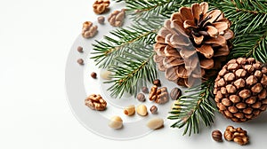 Festive pine cone and nut arrangement