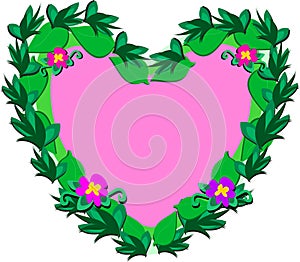 Festive Pink Wreath of Plants and Flowers