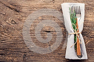 Festive place setting for christmas dinner