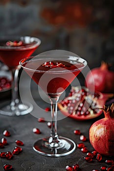 Festive Pomegranate Cocktail in Elegant Glassware