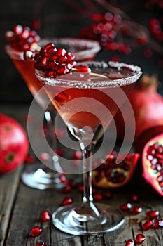 Festive Pomegranate Cocktail in Elegant Glassware