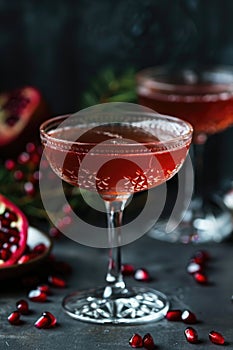 Festive Pomegranate Cocktail in Elegant Glassware