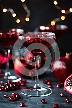 Festive Pomegranate Cocktail in Elegant Glassware