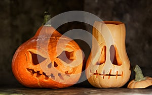 Festive pumpkin for halloween on a dark background