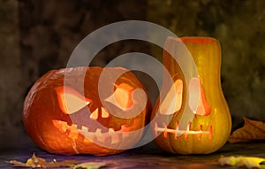 Festive pumpkin for halloween on a dark background