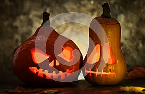 Festive pumpkin for halloween on a dark background