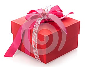 Festive red gift box with bow