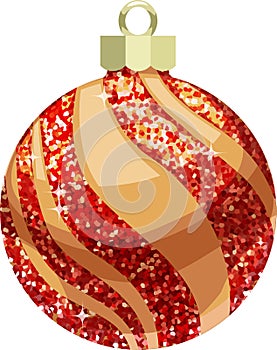 Festive Red & Gold Glitter Swirl Christmas Ornament