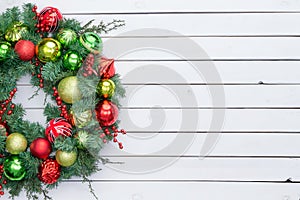 Festive red and green Christmas wreath photo