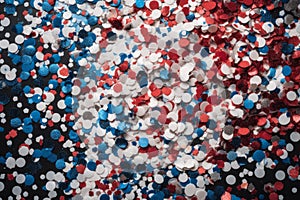 Festive red white and blue 4th July party celebration confetti background. Generative ai