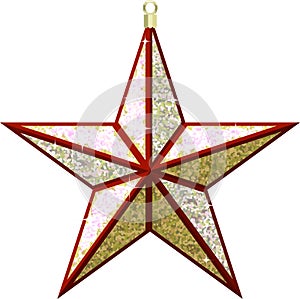 Festive Red & White Glitter Christmas Star Ornament