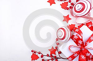 Festive red and white theme Christmas Holiday background