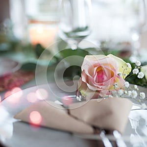 Festive romantic place setting