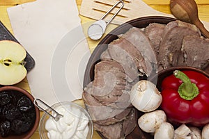 Festive salad of beef tongue