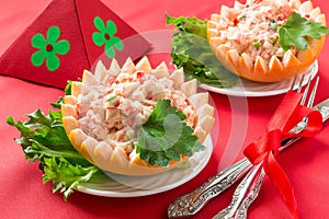 Festive salad with grapefruit and crabmeat