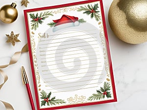 Festive Santa s List Stationery for Holiday Wishes and Gift Lists.AI Generated