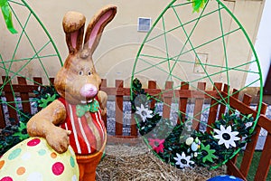Festive sculpture of the Easter bunny