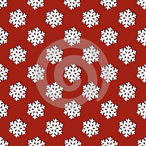 Festive seamless pattern of white snowflakes on a blue background, square layout, top view