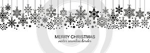 Festive seamless snowflake border white background