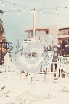 Festive serving with glasses for an outdoor celebration