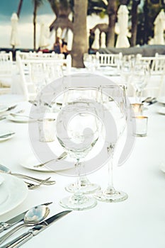 Festive serving with glasses for an outdoor celebration