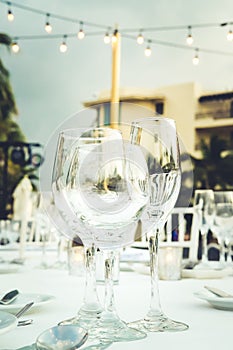 Festive serving with glasses for an outdoor celebration