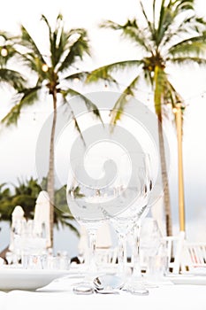 Festive serving with glasses for an outdoor celebration