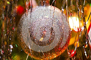 festive Silver holiday ball with lights