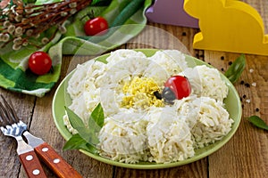 Festive snack on Easter table.