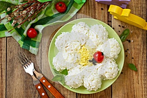 Festive snack on Easter table.