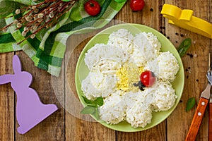 Festive snack on Easter table.