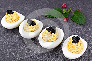 Festive snack stuffed eggs