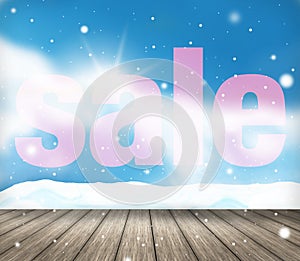 Festive snow winter sale scenery background