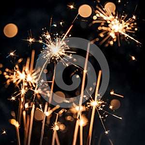 Festive sparklers alight - ai generated image